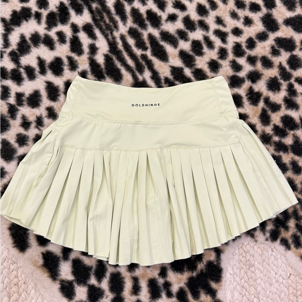 Goldhinge Women's Light Green Pleated Mini Skirt
